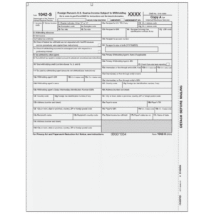 Form 1042-S Foreign Person's U.S. Source Income - Copy A Federal