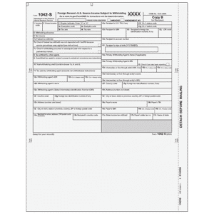 Form 1042-S Foreign Person's U.S. Source Income - Recipient Copy B