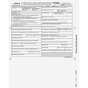 Form 1042-S Foreign Person's U.S. Source Income - Recipient Federal Copy C - Sku: 1042SC05