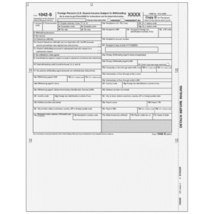 Form 1042-S Foreign Person's U.S. Source Income - Recipient State Copy D