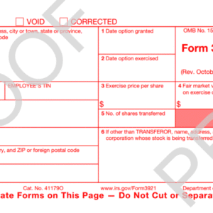 Form 3921 - Exercise of an Incentive Stock Option Under Section 422(b) - Copy A Federal