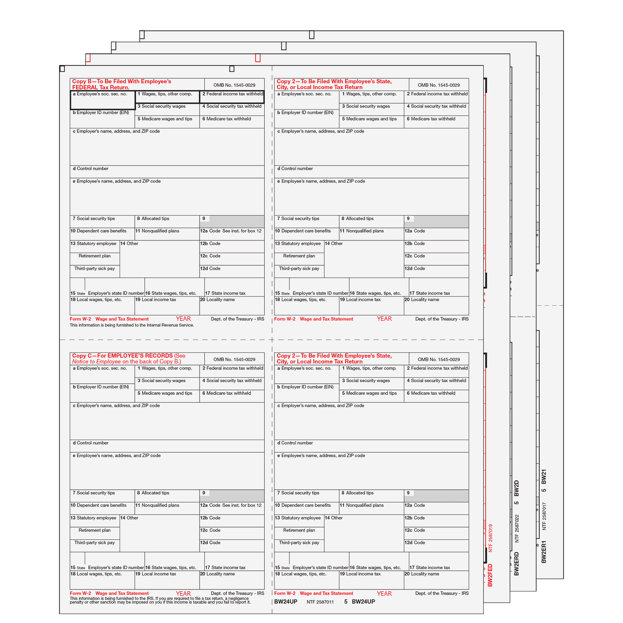 4up Quadrant W-2 Form 6-part Set - (4up Employee Copies) 2 4up Quadrant W-2 Form 6-part Set - (4up Employee Copies)