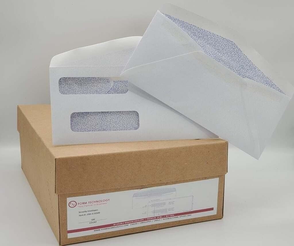 #9 Double Window Laser Check Envelope - Self Seal - 3-7/8" x 8-7/8" 2 #9 Double Window Laser Check Envelope - Self Seal - 3-7/8" x 8-7/8" - Image 2