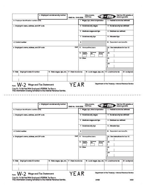 Traditional W-2 Form 4-part Set (Preprinted) 3 Traditional W-2 Form 4-part Set (Preprinted) - Image 3