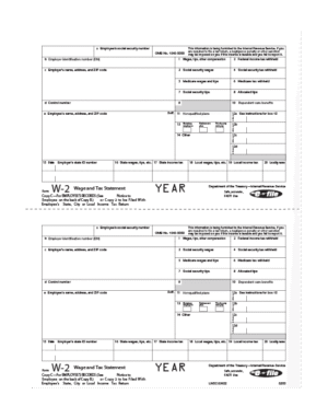 W-2 Employer Copy 1 (state city local) Form - SKU: BW2ER105