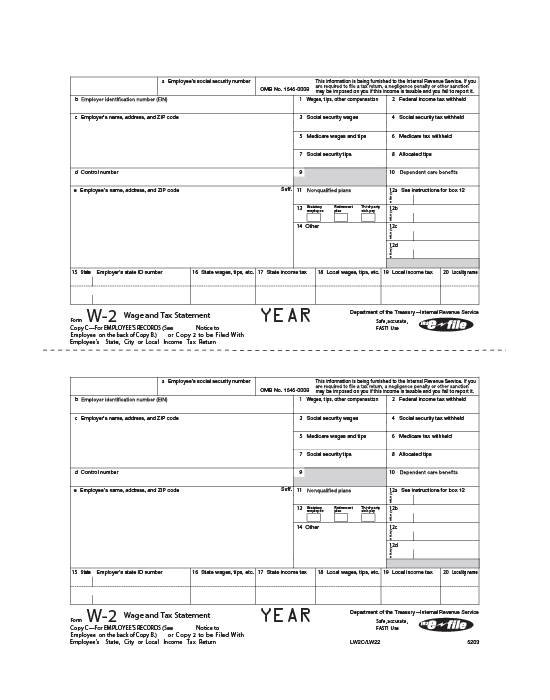 Traditional W-2 Form 4-part Set (Preprinted) 4 Traditional W-2 Form 4-part Set (Preprinted) - Image 4