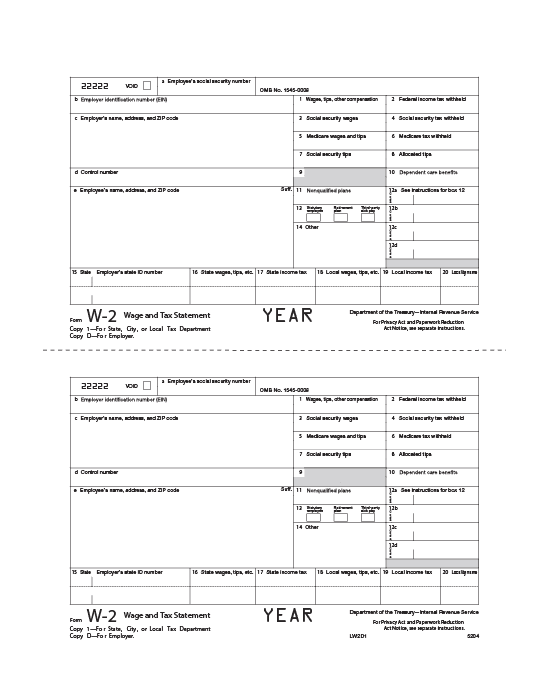 Traditional W-2 Form 4-part Set (Preprinted) 5 Traditional W-2 Form 4-part Set (Preprinted) - Image 5