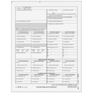Form W-2C Corrected Employee Federal, Copy B