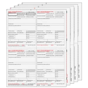 W24UPS805 - 4up Quadrant W-2 Form 8-part Set - (4up Employee Copies)