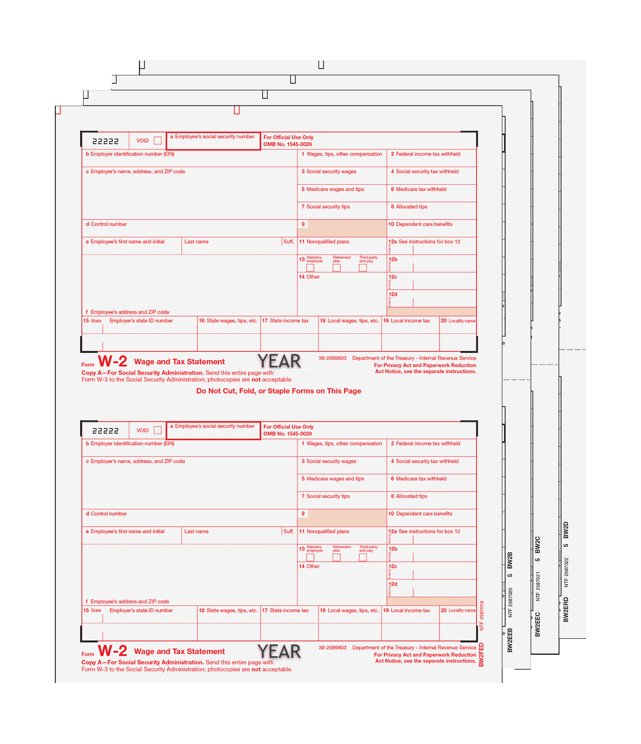 Traditional W-2 Form 4-part Set (Preprinted) 1 Traditional W-2 Form 4-part Set (Preprinted)