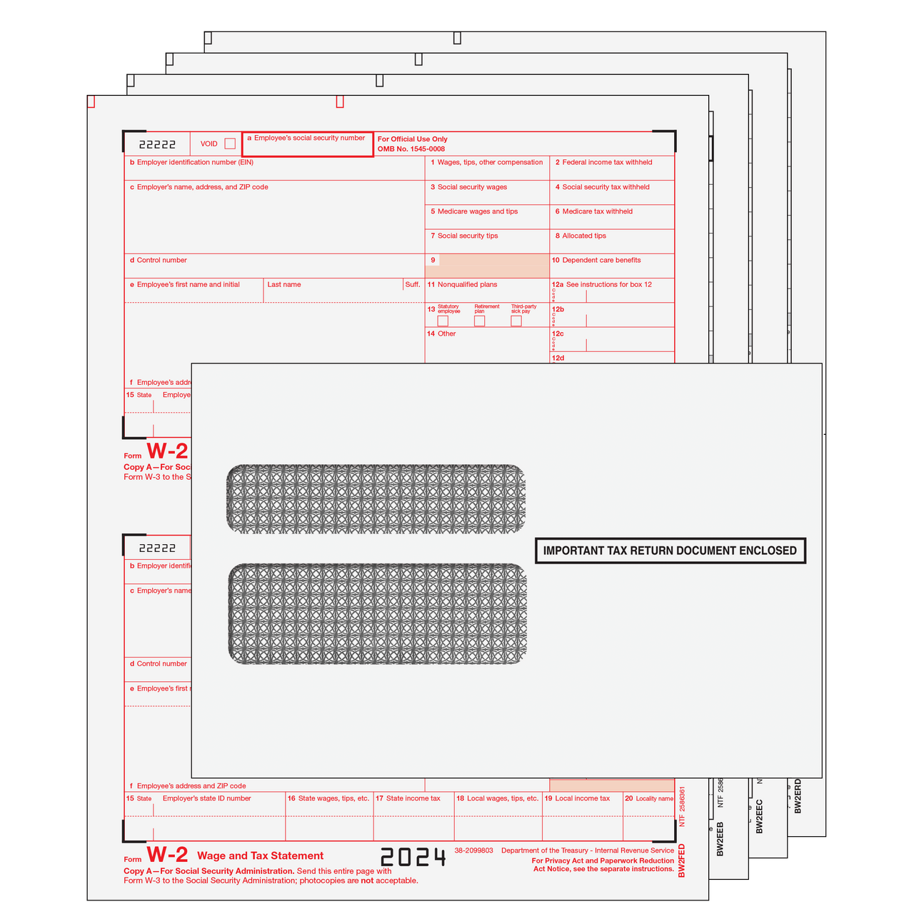 W2TRADS4TE - Traditional W-2 Form 4-part Kit (with Tamper Evident Envelopes) 2 W2TRADS4TE - Traditional W-2 Form 4-part Kit (with Tamper Evident Envelopes)