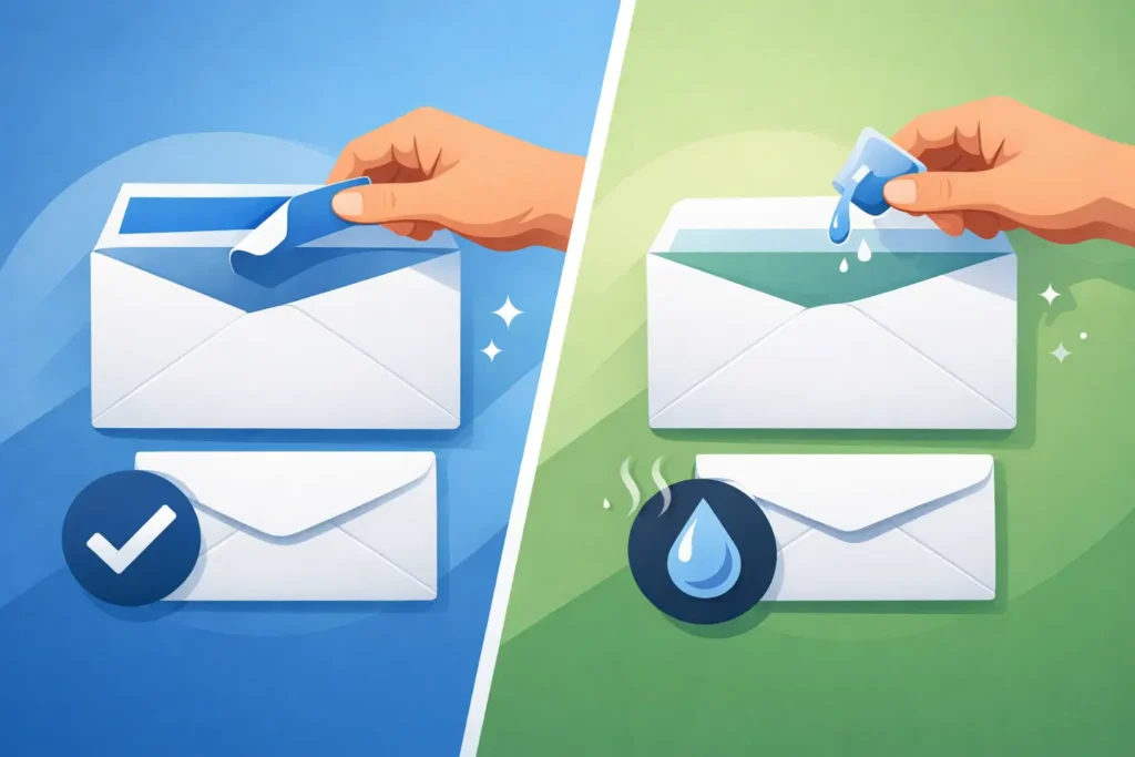 Self Seal Versus Moisture Seal Envelopes
