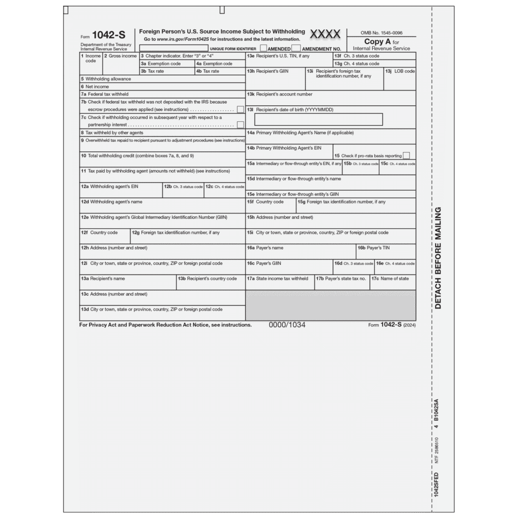Form 1042-S Foreign Person's U.S. Source Income - Copy A Federal 2 Form 1042-S Foreign Person's U.S. Source Income - Copy A Federal