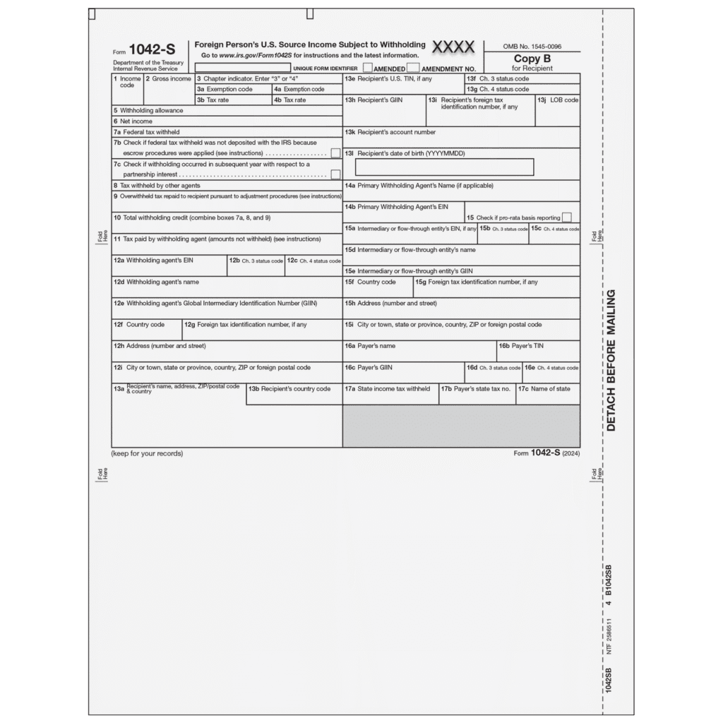 Form 1042-S Foreign Person's U.S. Source Income - Recipient Copy B 2 Form 1042-S Foreign Person's U.S. Source Income - Recipient Copy B