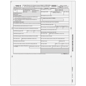 All Products 90 Form 1042-S Foreign Person's U.S. Source Income - Recipient State Copy D