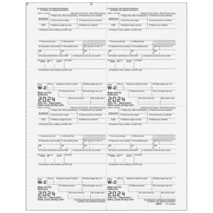 All Products 56 Form W-2 4up Quadrant Employer Copy 1/D