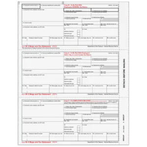 Condensed W-2 Employee Copies B/2/C - 3up