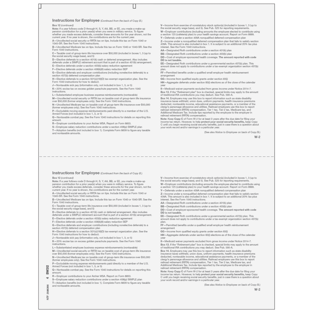 Traditional W-2 Form 3-part E-file Set (Preprinted) 6 Traditional W-2 Form 3-part E-file Set (Preprinted) - Image 5