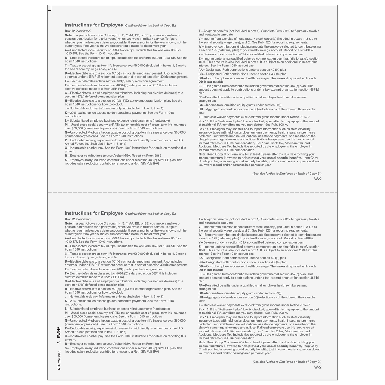 2-UP Employee Copy C (file) - W2 Tax Forms 3 2-UP Employee Copy C (file) - W2 Tax Forms - Image 2