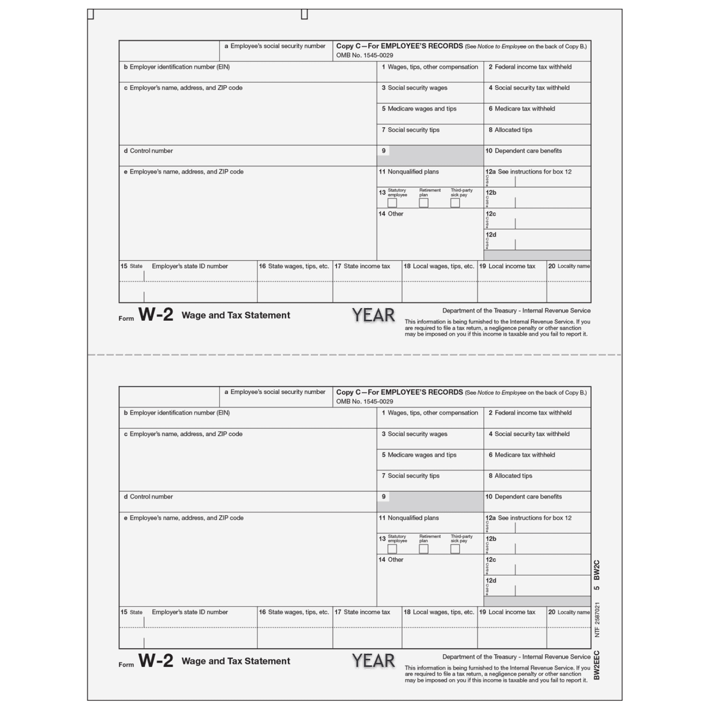 2-UP Employee Copy C (file) - W2 Tax Forms 2 2-UP Employee Copy C (file) - W2 Tax Forms