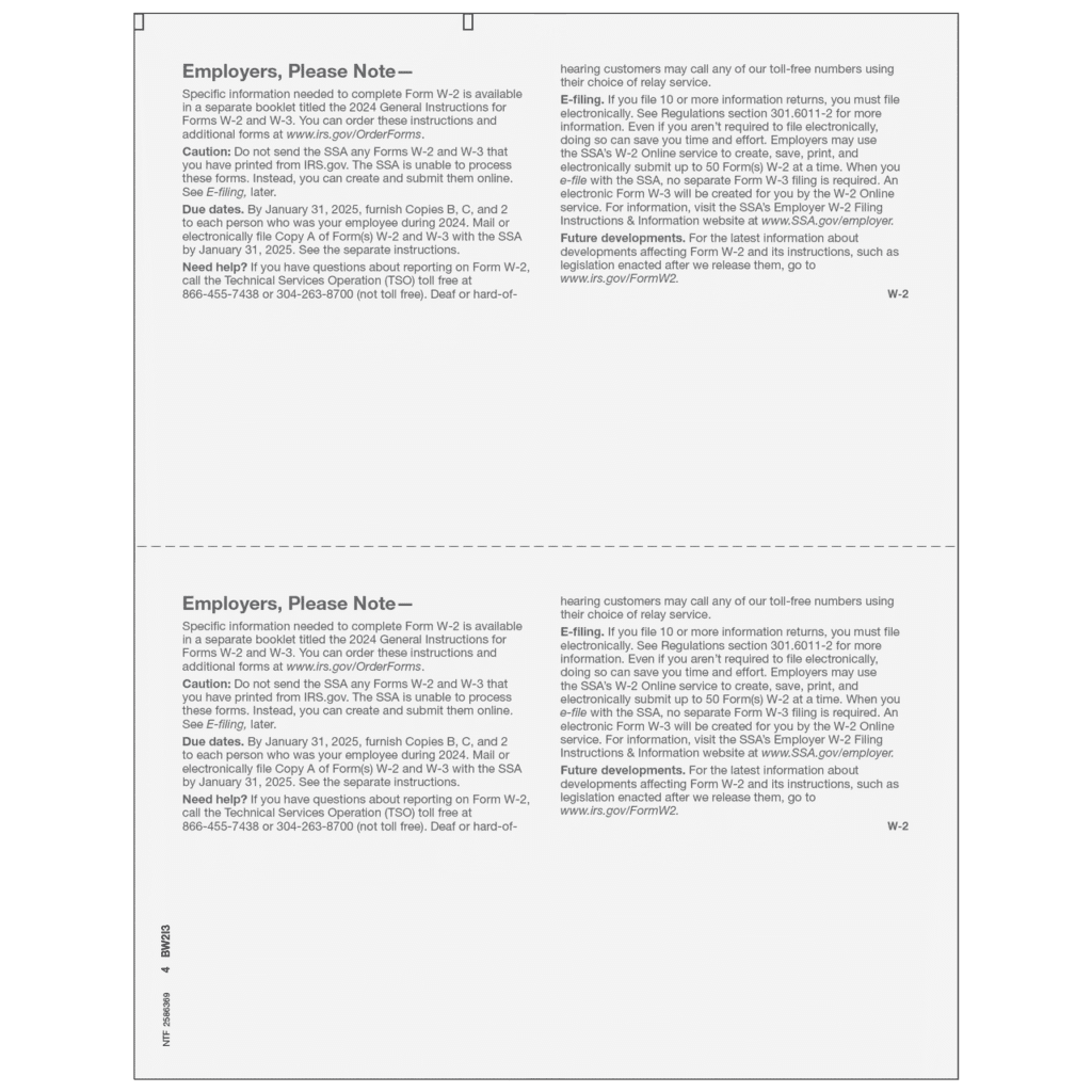 Traditional W-2 Form 3-part E-file Set (Preprinted) 8 Traditional W-2 Form 3-part E-file Set (Preprinted) - Image 7
