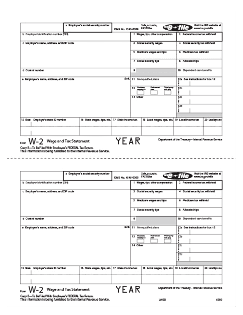 Traditional W-2 Form 8-Part Set (Preprinted) 4 Traditional W-2 Form 8-Part Set (Preprinted) - Image 3