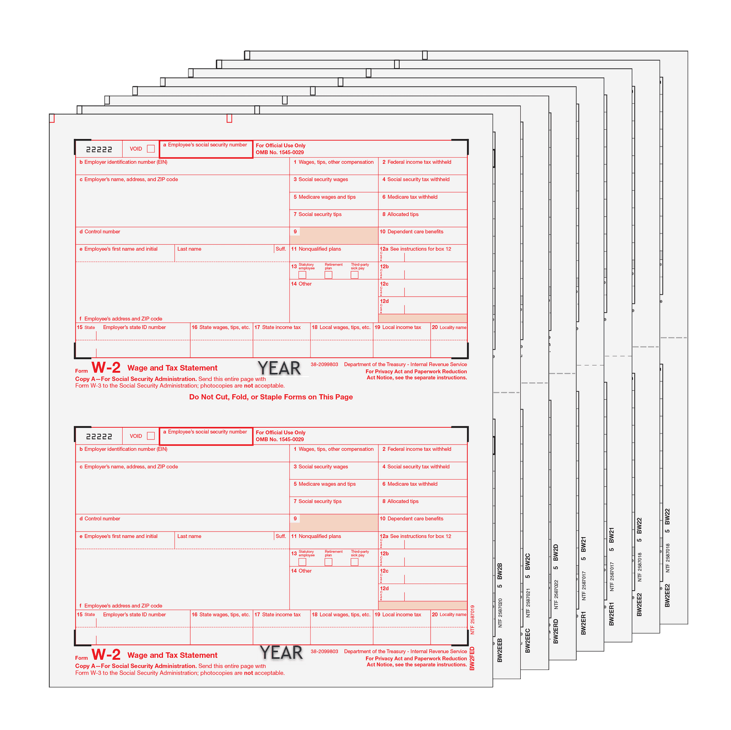 Traditional W-2 Form 8-Part Set (Preprinted) 2 Traditional W-2 Form 8-Part Set (Preprinted)