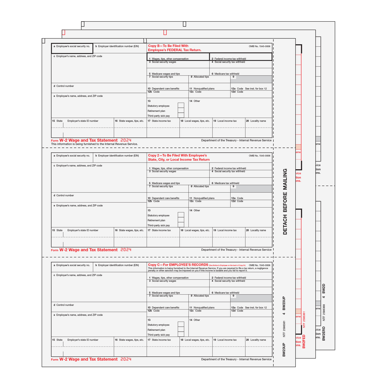 Condensed W-2 Form 4-Part Set (Preprinted) 2 Condensed W-2 Form 4-Part Set (Preprinted)