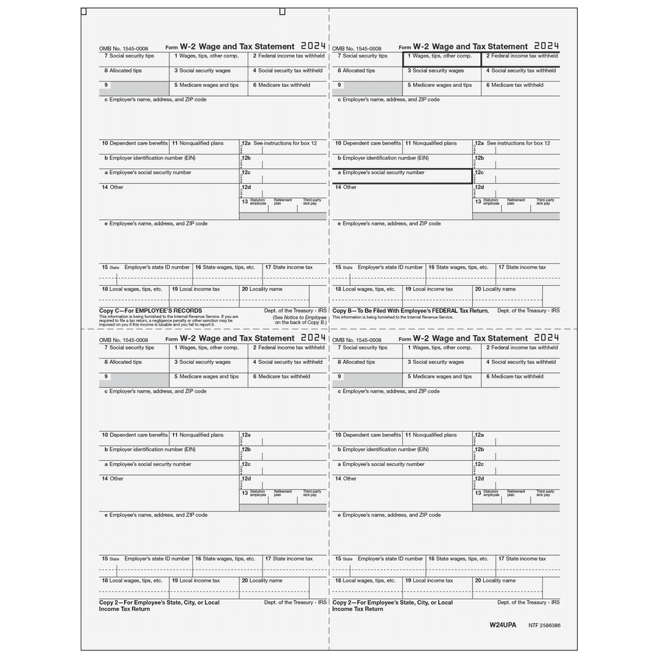 W2 4up Quadrant Employee Copies C/B/2/2 2 W2 4up Quadrant Employee Copies C/B/2/2