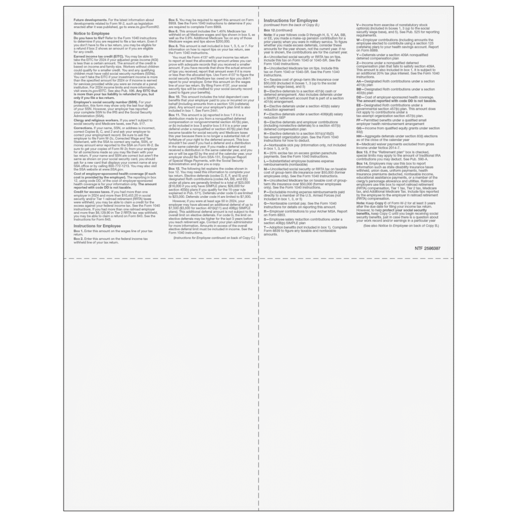W2 4up Quadrant Employee Copies C/B/2/2 3 W2 4up Quadrant Employee Copies C/B/2/2 - Image 2